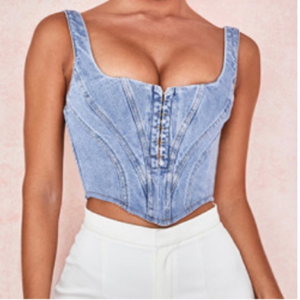 House of CB SIBILLE DENIM CROPPED CORSET